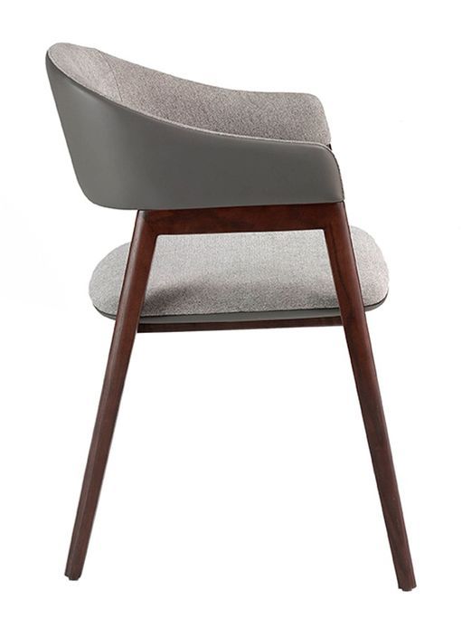Chaise en bois de frêne couleur noyer et simili tissu gris Gaby - Photo n°3