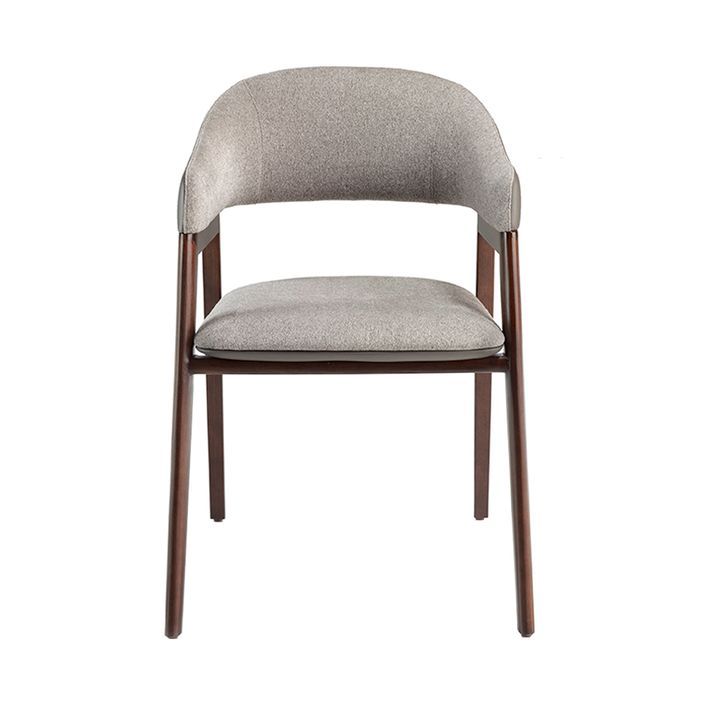 Chaise en bois de frêne couleur noyer et simili tissu gris Gaby - Photo n°5