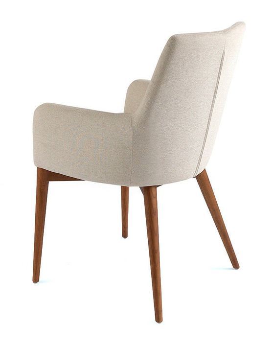 Chaise en bois de frêne couleur noyer et tissu beige Narda - Photo n°3