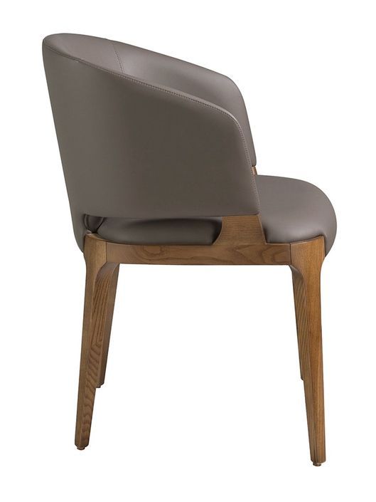 Chaise en bois de frêne et cuir taupe Alissia - Photo n°3