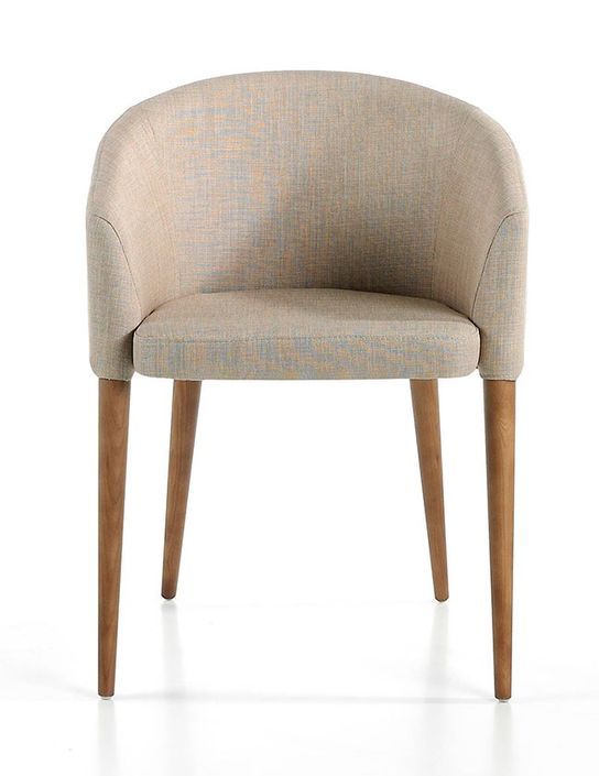 Chaise en bois de frêne et tissu beige Amandine - Lot de 2 - Photo n°3