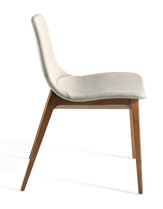 Chaise en bois de frêne et tissu beige Béa - Lot de 2 - Photo n°3