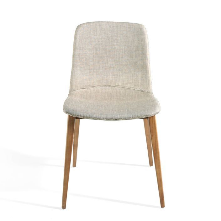 Chaise en bois de frêne et tissu beige Béa - Lot de 2 - Photo n°4