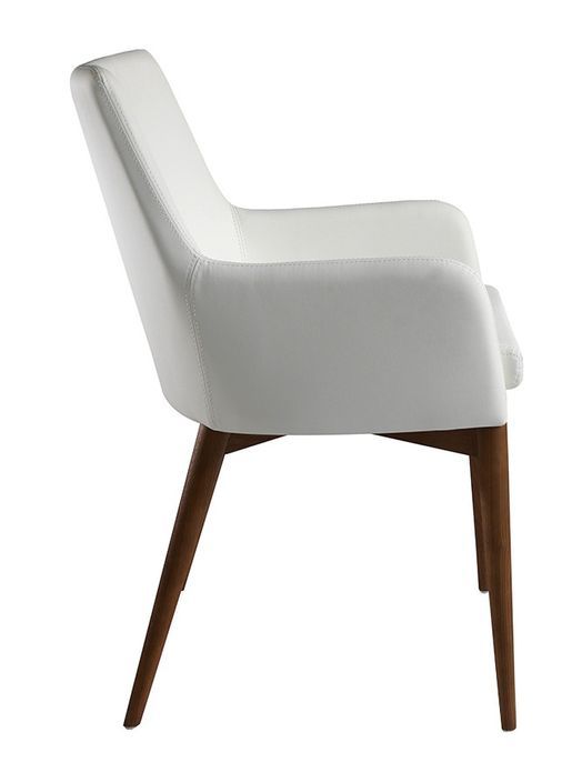 Chaise en bois de frêne et tissu blanc Boris - Lot de 2 - Photo n°3