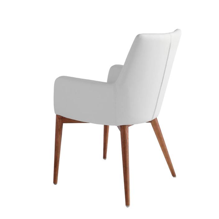 Chaise en bois de frêne et tissu blanc Boris - Lot de 2 - Photo n°4
