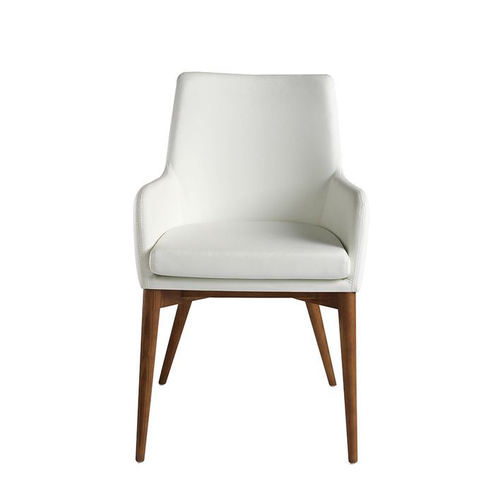 Chaise en bois de frêne et tissu blanc Boris - Lot de 2 - Photo n°5