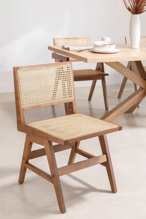 Chaise en bois de Frêne marron cendré et osier Lalande - Photo n°4