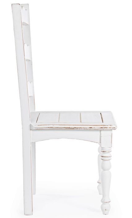 Chaise en bois de manguier blanc patiné Kolita - Lot de 2 - Photo n°5