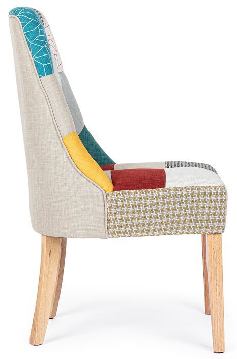 Chaise en bois de pin imprimé multicolore Galatea - Lot de 2 - Photo n°3