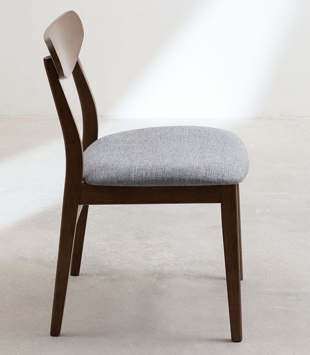 Chaise en bois marron et tissu gris Klouda - Photo n°2