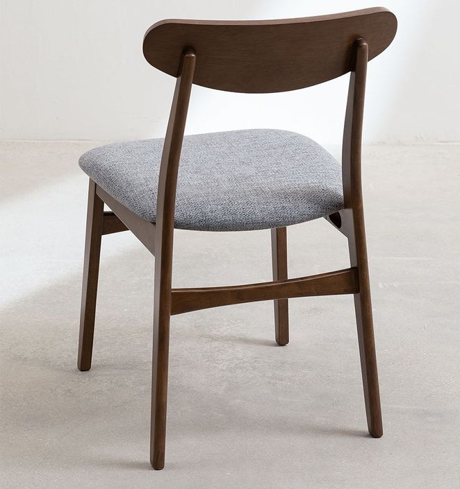 Chaise en bois marron et tissu gris Klouda - Photo n°3