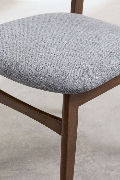 Chaise en bois marron et tissu gris Klouda - Photo n°6