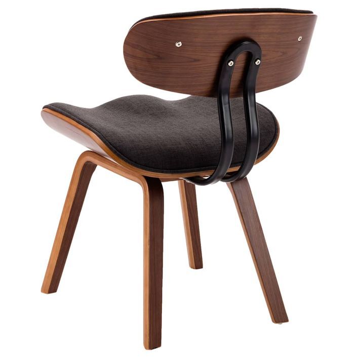 Chaise en bois marron et tissu gris Pride - Lot de 4 - Photo n°6