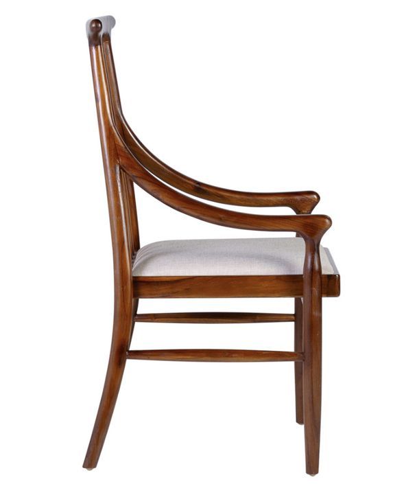 Chaise en bois massif marron et assise en tissu beige clair Bouka - Photo n°5