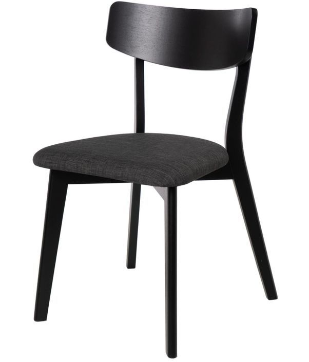 Chaise en bois massif noir et tissu noir Reka - Photo n°1