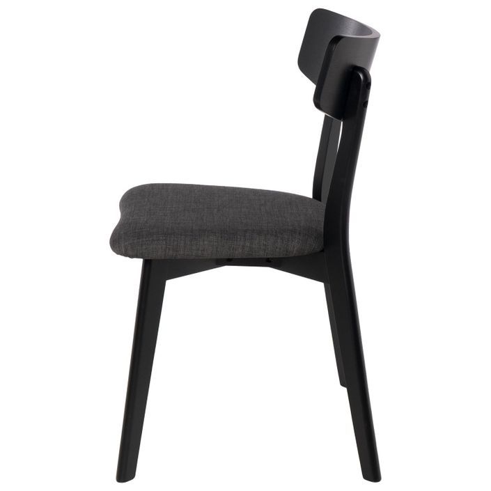 Chaise en bois massif noir et tissu noir Reka - Photo n°4