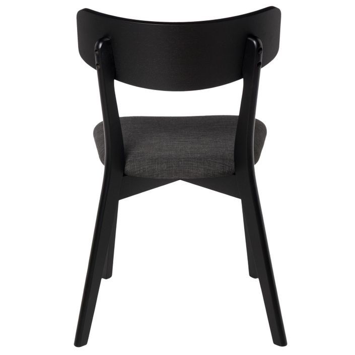 Chaise en bois massif noir et tissu noir Reka - Photo n°5