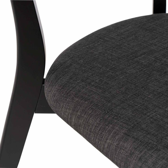 Chaise en bois massif noir et tissu noir Reka - Photo n°7