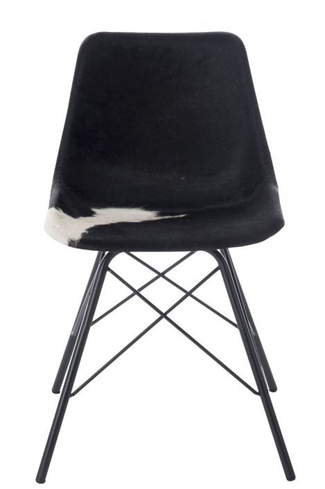 Chaise en peau de chèvre noir et blanc Kolina - Photo n°4