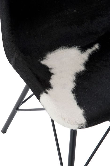 Chaise en peau de chèvre noir et blanc Kolina - Photo n°6