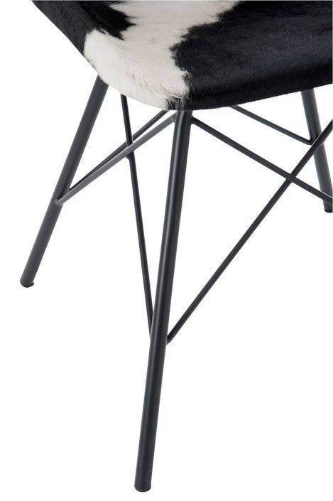 Chaise en peau de chèvre noir et blanc Kolina - Photo n°7