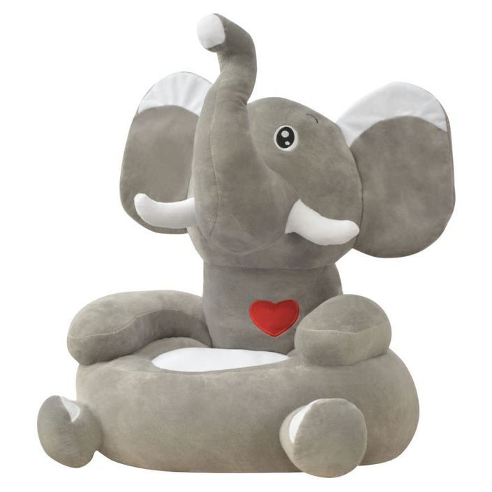 Chaise en peluche pour enfants Éléphant gris - Photo n°1