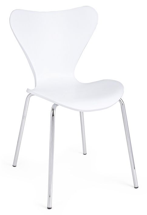 Chaise en plastique blanc et pieds en acier Tessa - Lot de 4 - Photo n°1