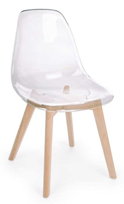 Chaise en polycarbonate et pieds en bois Esia - Lot de 4 - Photo n°1