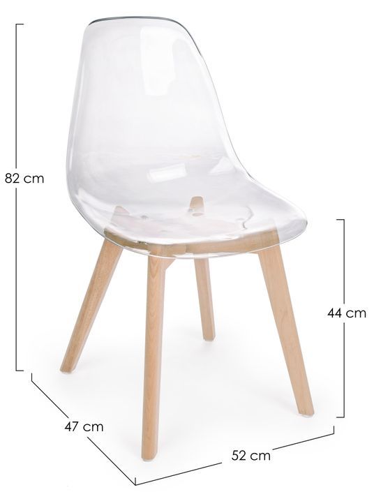 Chaise en polycarbonate et pieds en bois Esia - Lot de 4 - Photo n°3