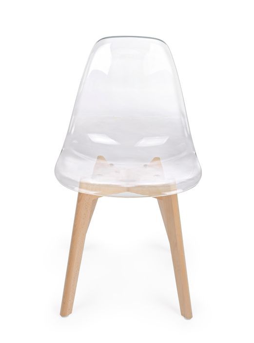 Chaise en polycarbonate et pieds en bois Esia - Lot de 4 - Photo n°6