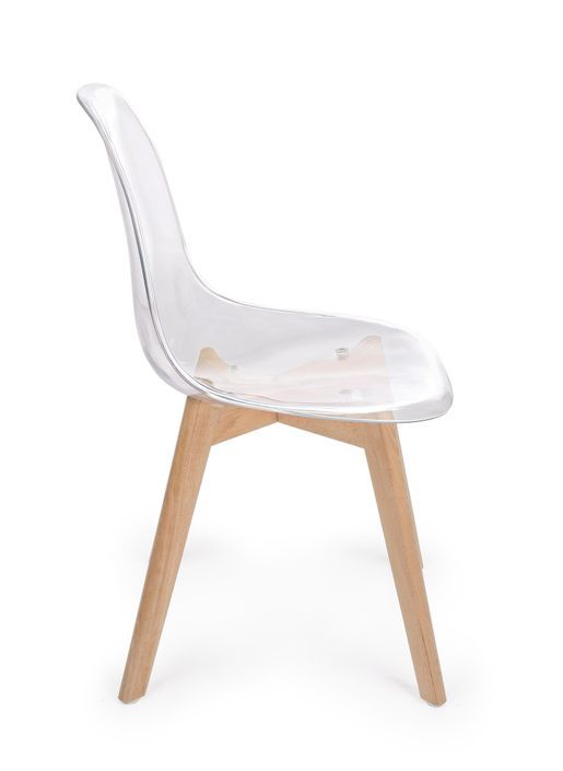 Chaise en polycarbonate et pieds en bois Esia - Lot de 4 - Photo n°7