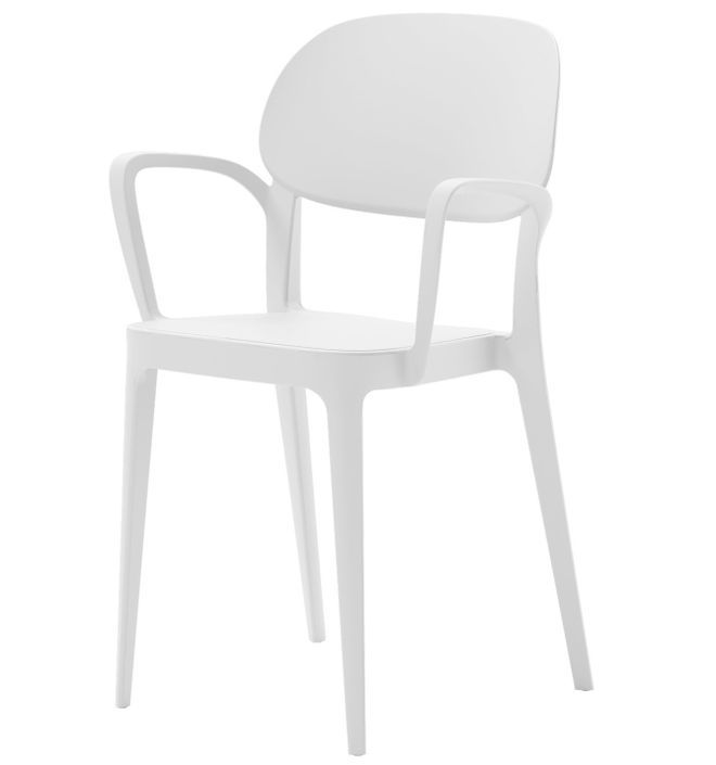 Chaise en polypropylène blanc avec accoudoirs Kate - Lot de 4 - Photo n°1