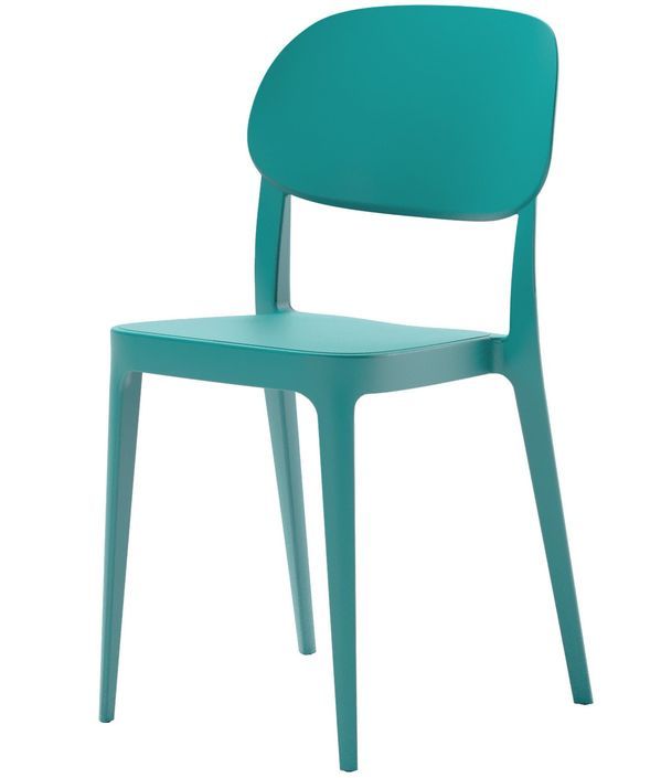Chaise en polypropylène bleu émeraude Kate - Lot de 4 - Photo n°1
