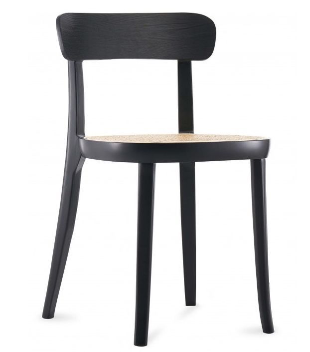 Chaise en rotin noir et bois de frênes - Photo n°1