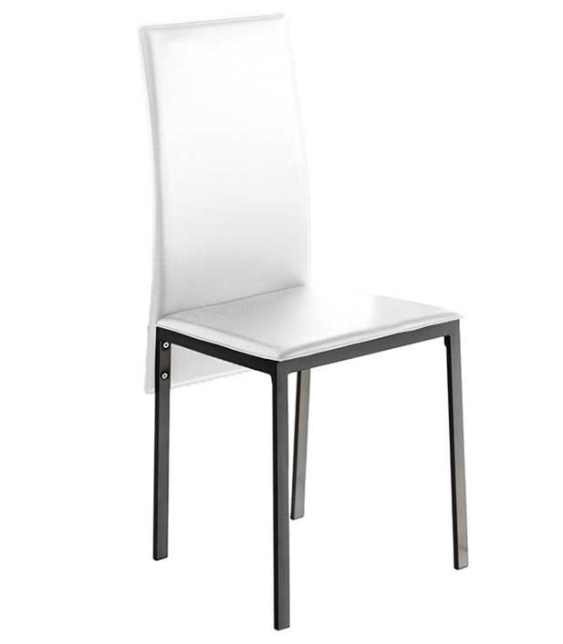 Chaise en simili cuir blanc et métal laquée gris argent - Photo n°1