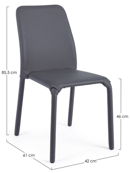Chaise en simili cuir et pieds en acier gris Pathos - Lot de 4 - Photo n°3