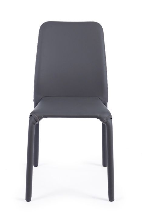 Chaise en simili cuir et pieds en acier gris Pathos - Lot de 4 - Photo n°4