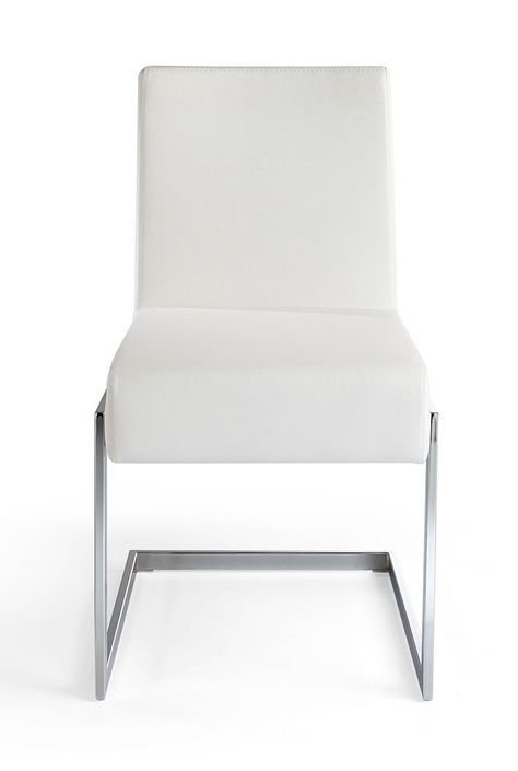 Chaise en similicuir blanc et pieds acier Gaston - Lot de 4 - Photo n°3
