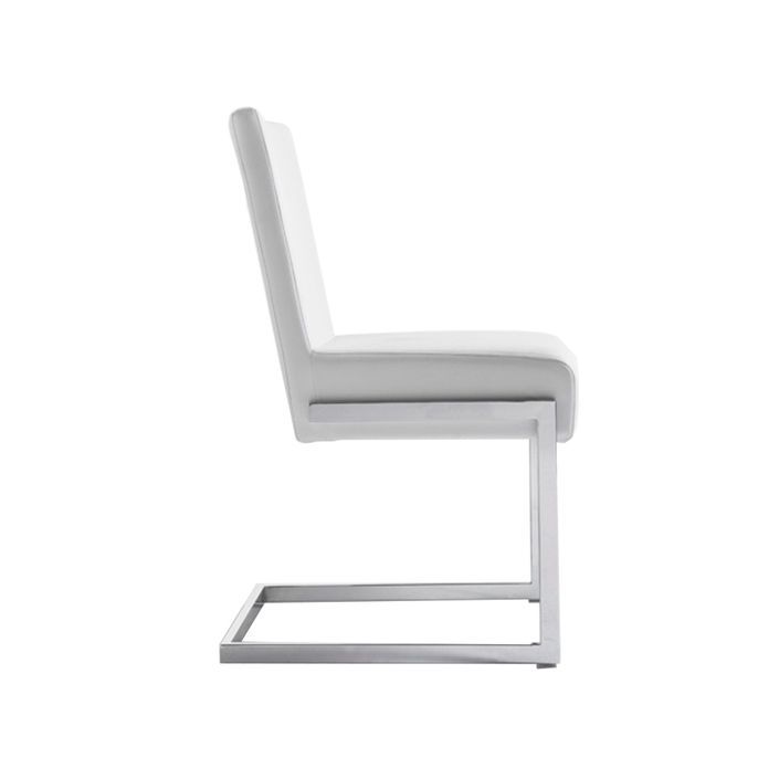 Chaise en similicuir blanc et pieds acier Gaston - Lot de 4 - Photo n°4