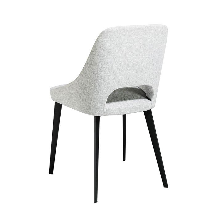 Chaise en tissu blanc et pieds en acier noir Barbra - Lot de 2 - Photo n°4