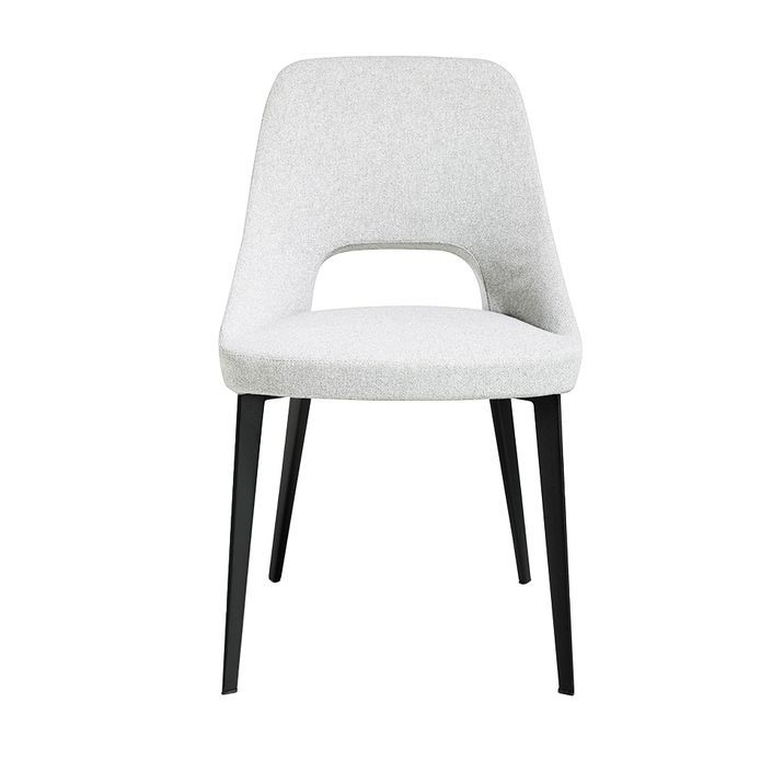 Chaise en tissu blanc et pieds en acier noir Barbra - Lot de 2 - Photo n°5