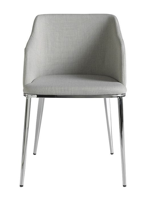 Chaise en tissu gris et pieds en acier argent Gidéon - Lot de 2 - Photo n°3