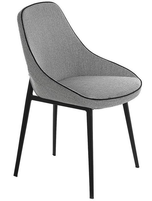 Chaise en tissu gris et pieds en acier noir Kabesa - Lot de 2 - Photo n°1
