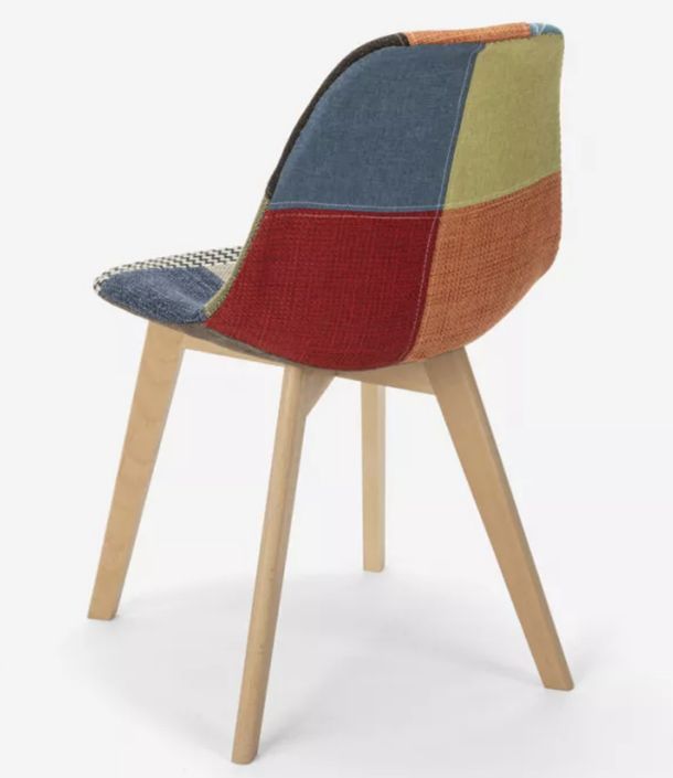 Chaise en tissu patchwork et pieds en bois naturel Vinto - Photo n°2