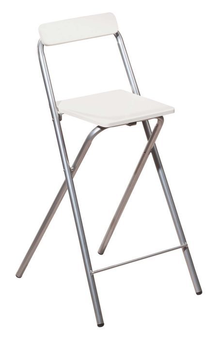 Chaise haute bois blanc et pieds métal gris Irène - Photo n°1
