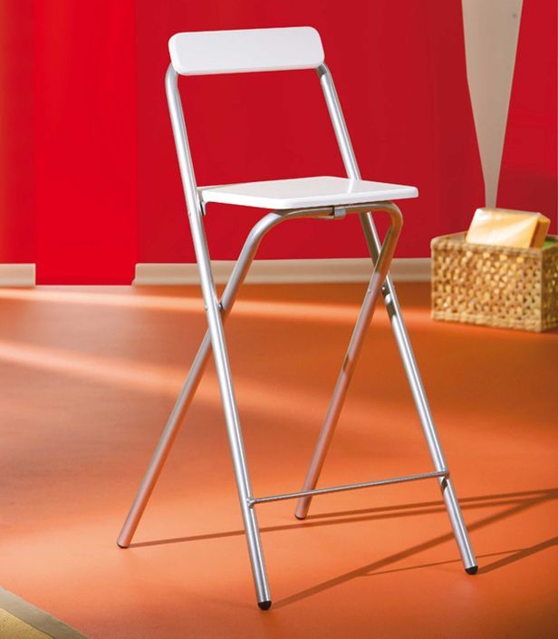 Chaise haute bois blanc et pieds métal gris Irène - Photo n°5