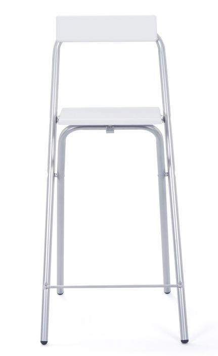 Chaise haute bois blanc et pieds métal gris Irène - Photo n°2
