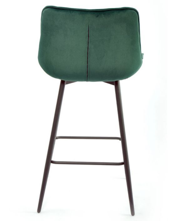 Chaise haute capitonnée velours vert et pieds acier noir Louva - Lot de 2 - Photo n°5