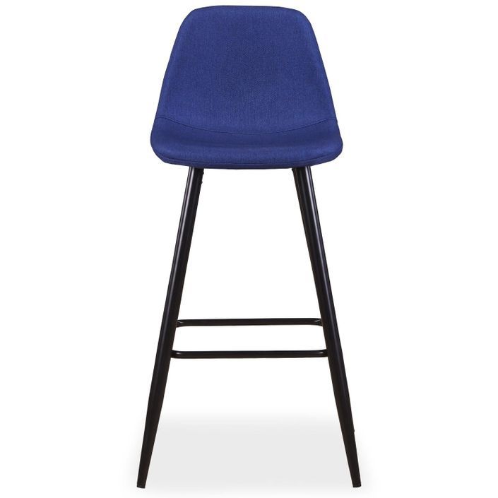 Chaise haute de bar tissu bleu Kofy - Lot de 4 - Photo n°3