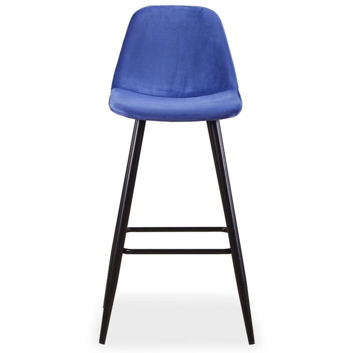 Chaise haute de bar velours bleu Kofy - Lot de 4 - Photo n°3